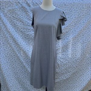 Banana Republic Black and White Checkered Midi Dress